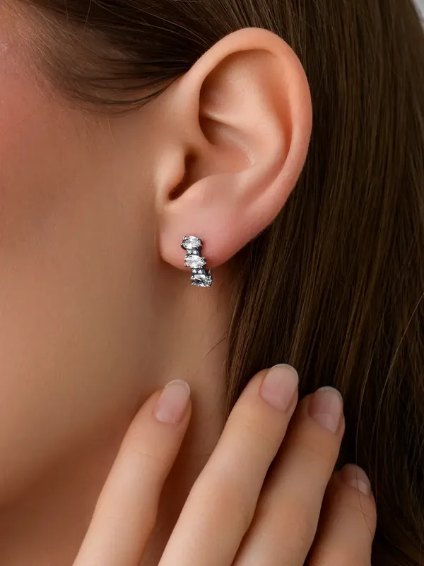 Серьги из серебра с фианитом, оксид