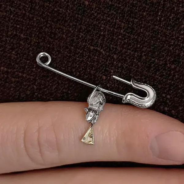 Булавка из серебра, родий/золочение