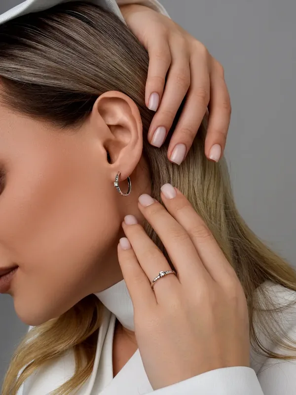 Серьги из серебра с фианитом, оксид