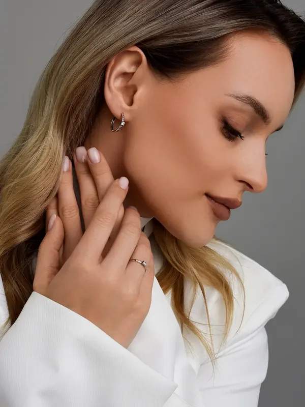 Серьги из серебра с фианитом, оксид