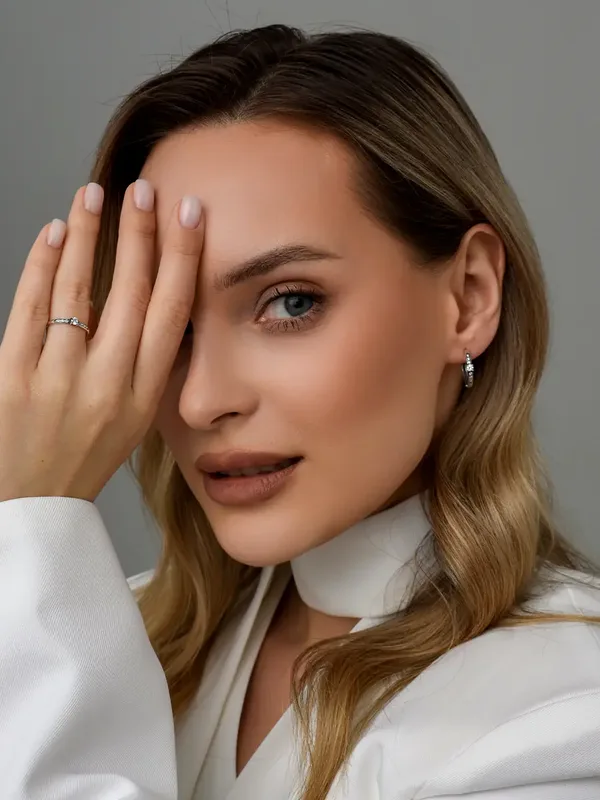 Серьги из серебра с фианитом, оксид