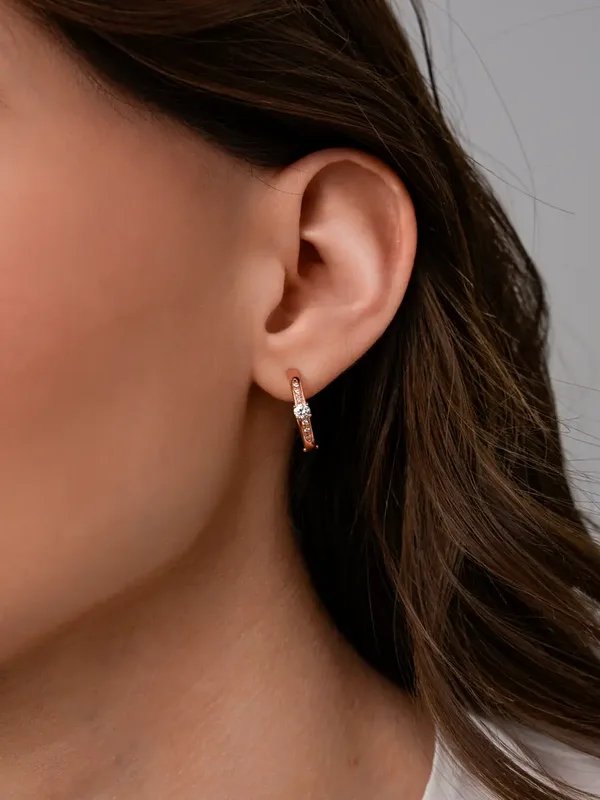 Серьги из серебра с фианитом, золочение