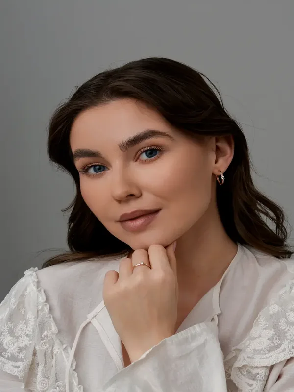 Серьги из серебра с фианитом, золочение