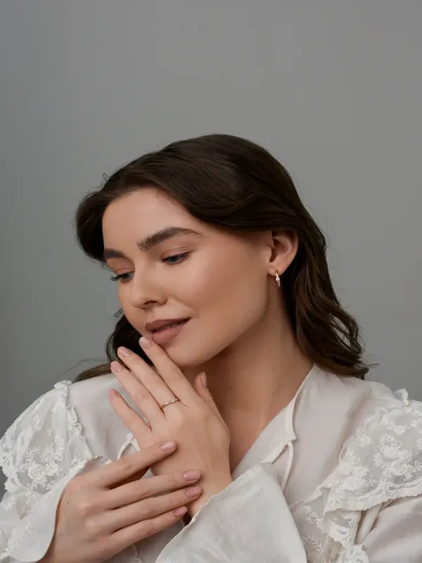 Серьги из серебра с фианитом, золочение