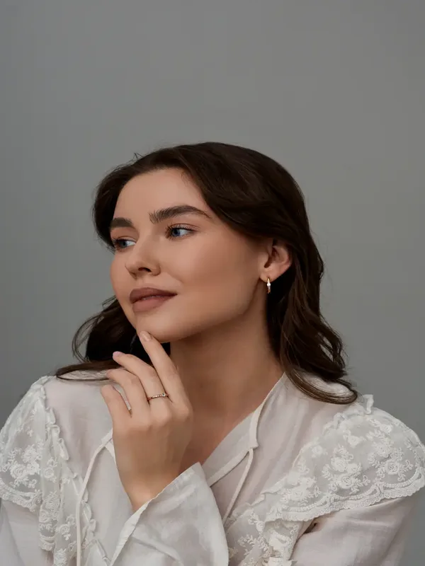 Серьги из серебра с фианитом, золочение