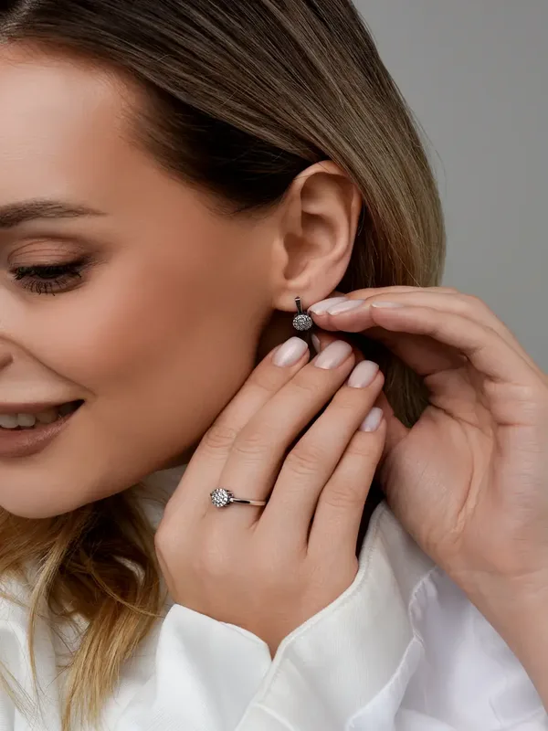 Серьги из серебра с фианитом, оксид