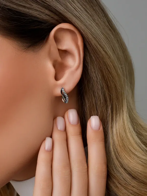 Серьги из серебра с фианитом, оксид