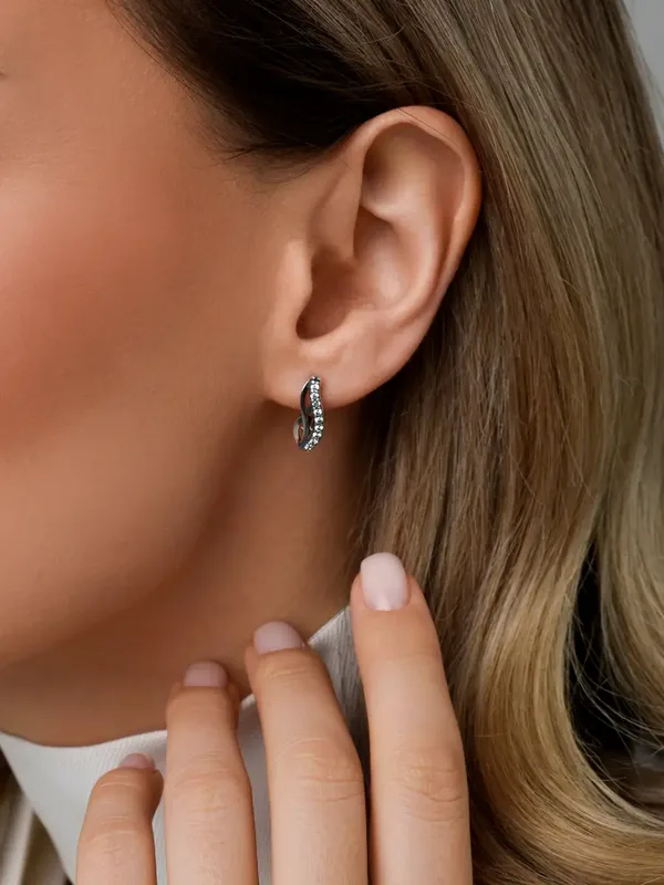 Серьги из серебра с фианитом, оксид