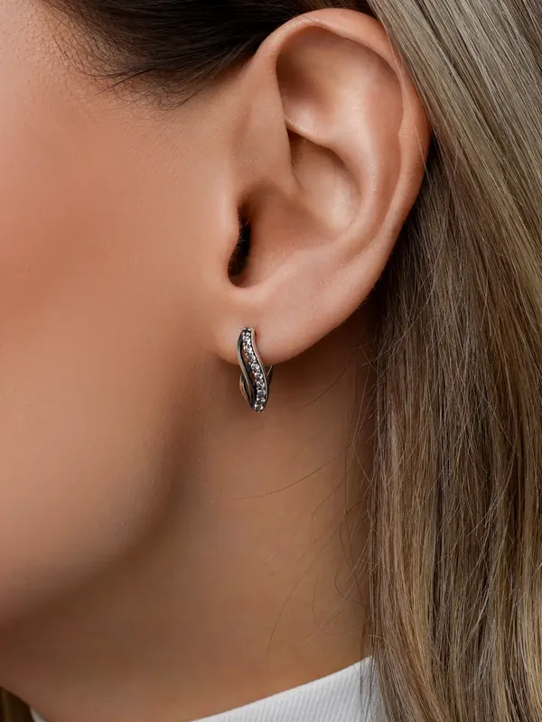 Серьги из серебра с фианитом, оксид