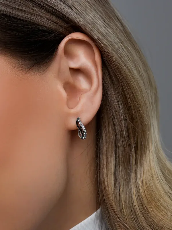 Серьги из серебра с фианитом, оксид