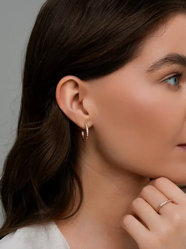 Серьги из серебра с фианитом, золочение