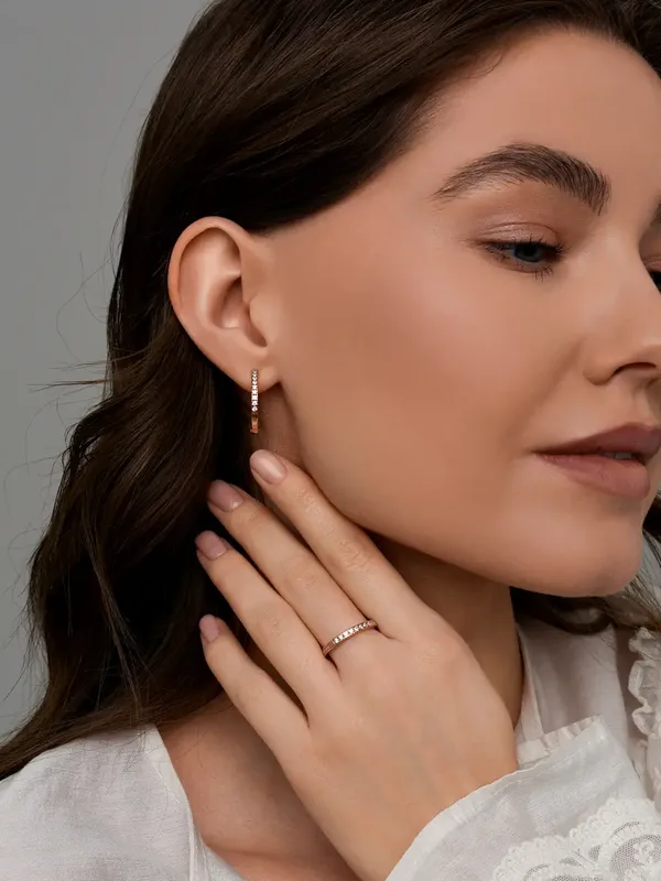 Серьги из серебра с фианитом, золочение