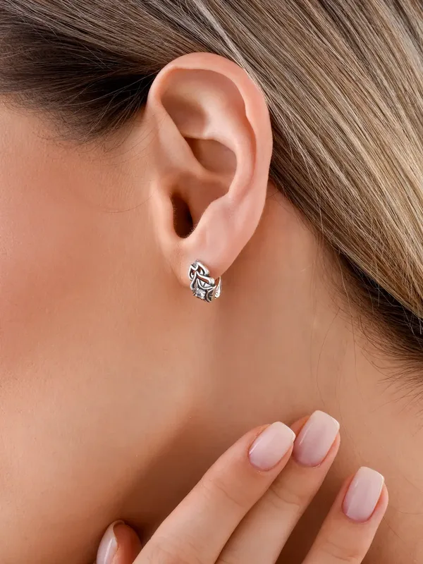 Серьги из серебра с фианитом, оксид