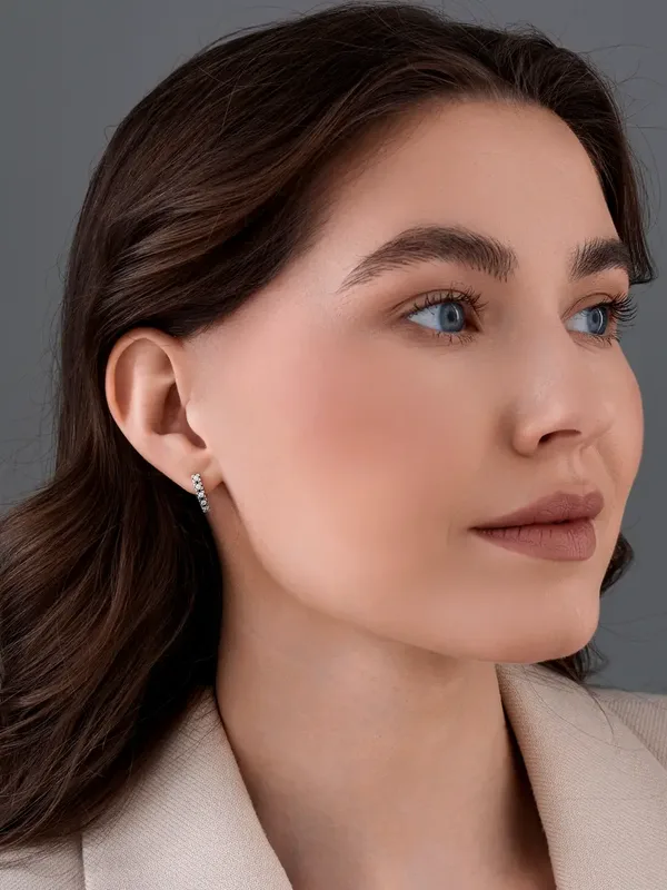 Серьги из серебра с фианитом, оксид