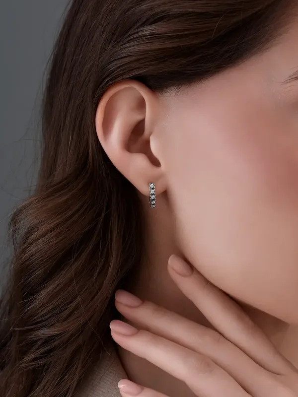 Серьги из серебра с фианитом, оксид