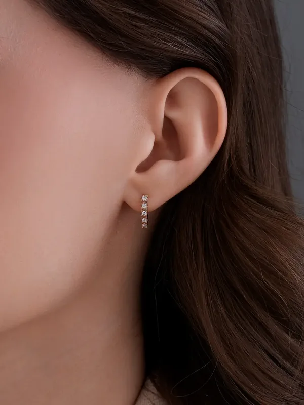 Серьги из серебра с фианитом, золочение