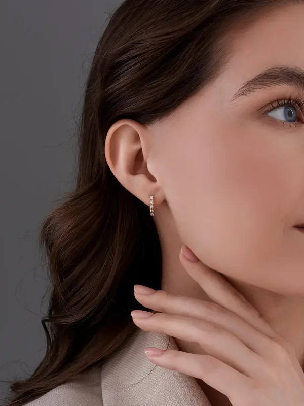Серьги из серебра с фианитом, золочение