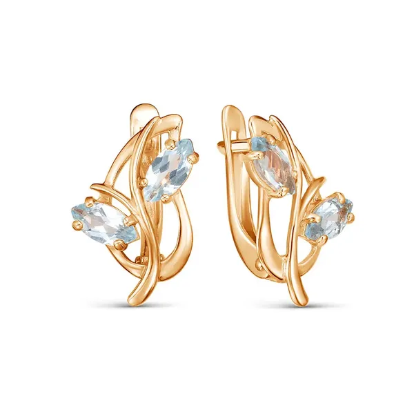Серьги из серебра с топазом, золочение