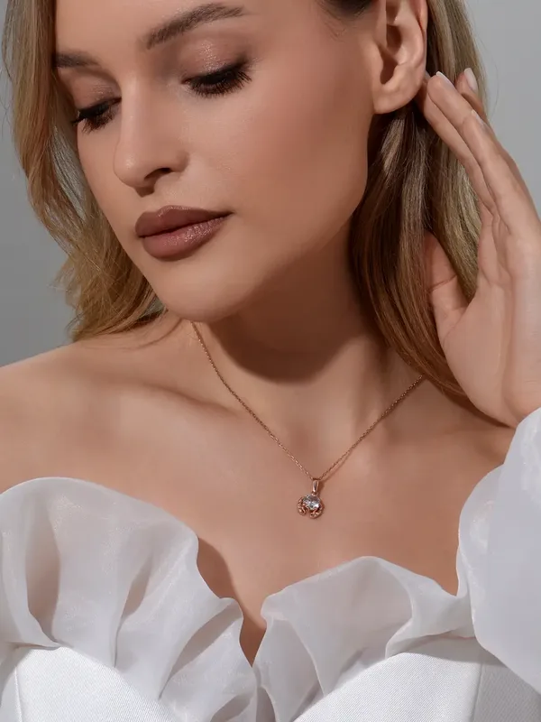 Подвеска из серебра с фианитом, золочение