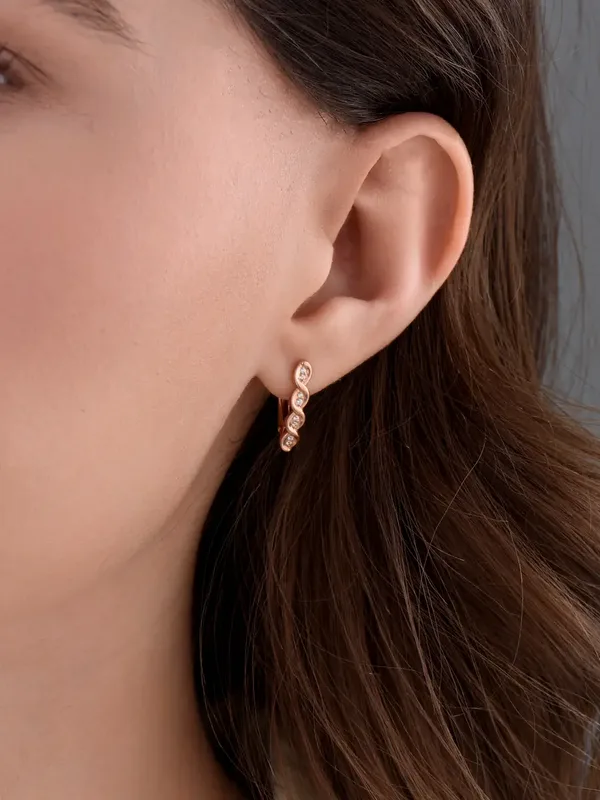 Серьги из серебра с фианитом, золочение