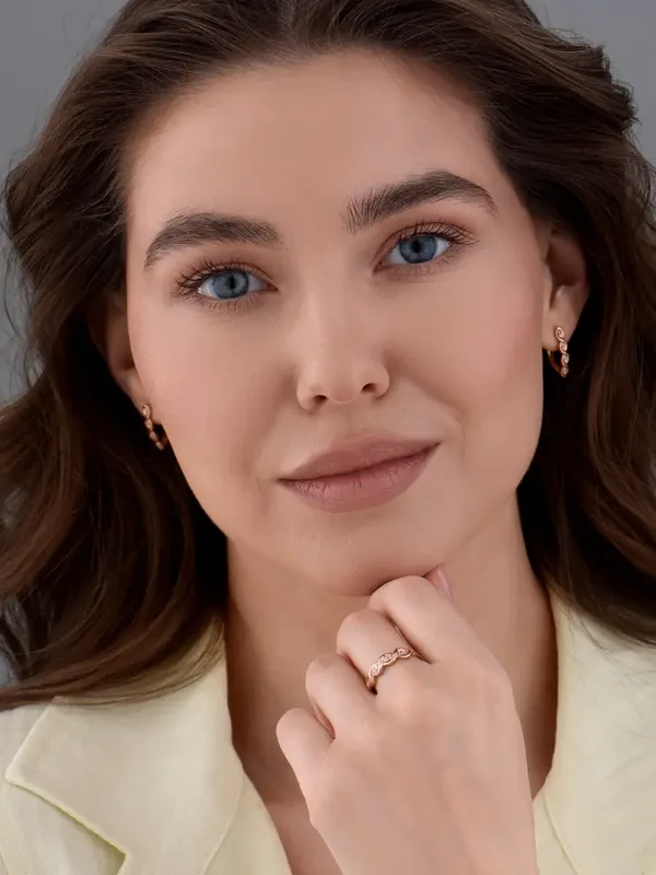 Серьги из серебра с фианитом, золочение