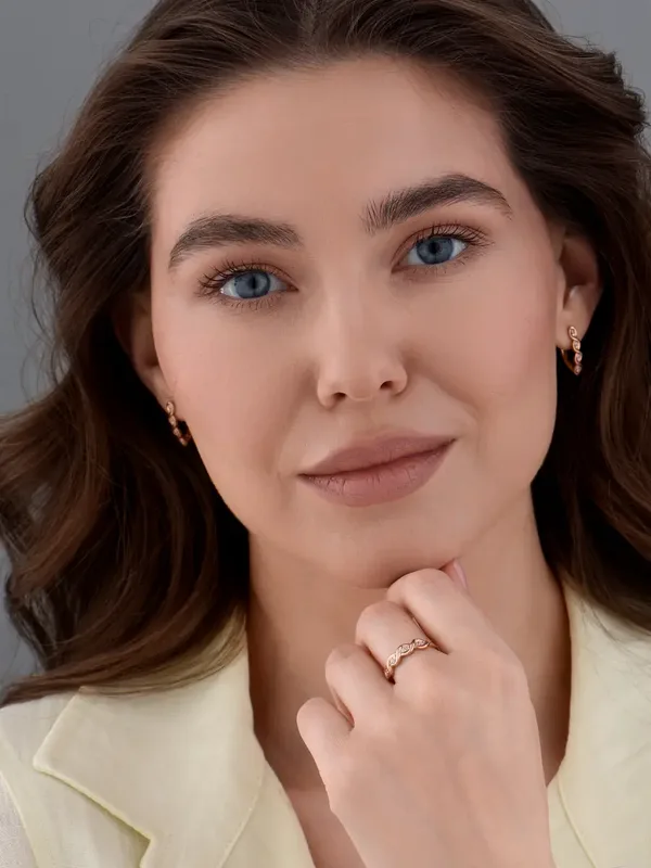 Серьги из серебра с фианитом, золочение