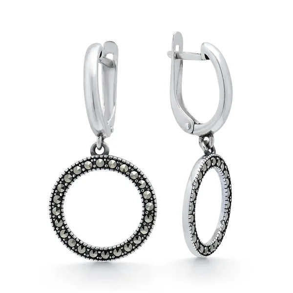 Серьги из серебра с марказитом, оксид