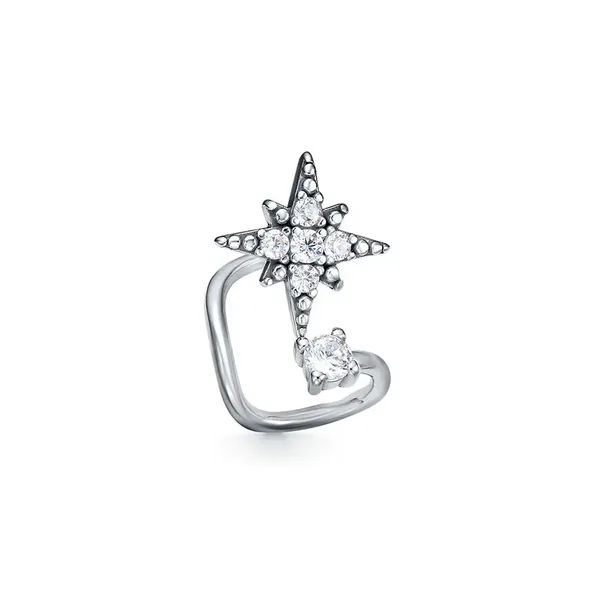 Серьга из серебра с фианитом, родий