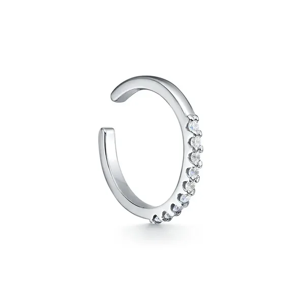 Серьга из серебра с фианитом, родий
