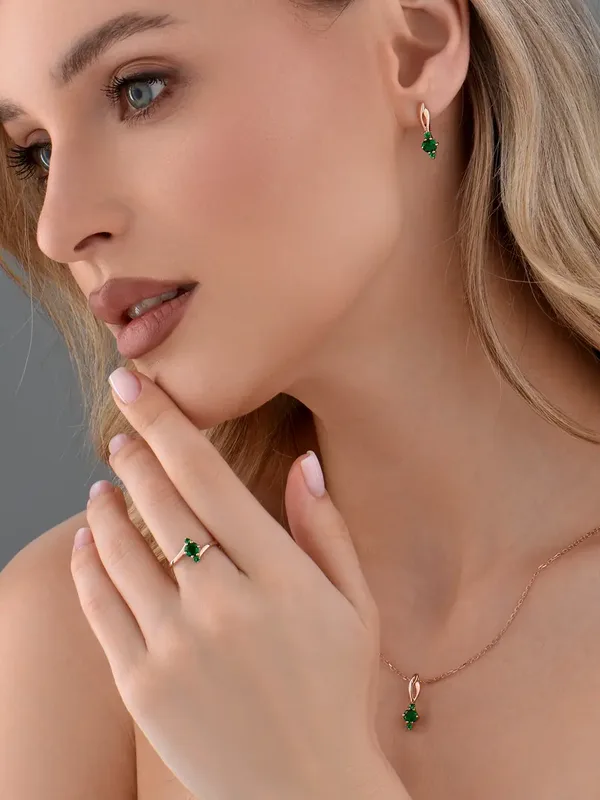 Серьги из серебра с плавленным кварцем, ювелирным кристаллом и кварцем, золочение