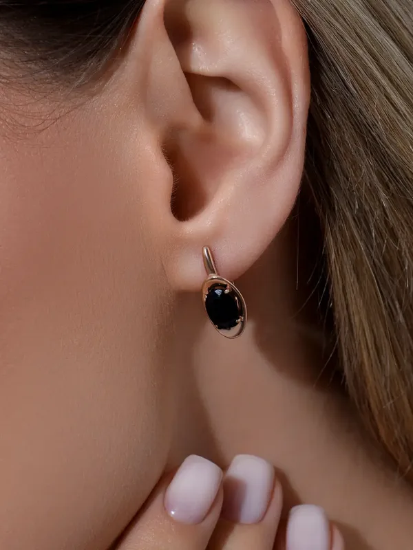 Серьги из серебра с сапфиром, золочение