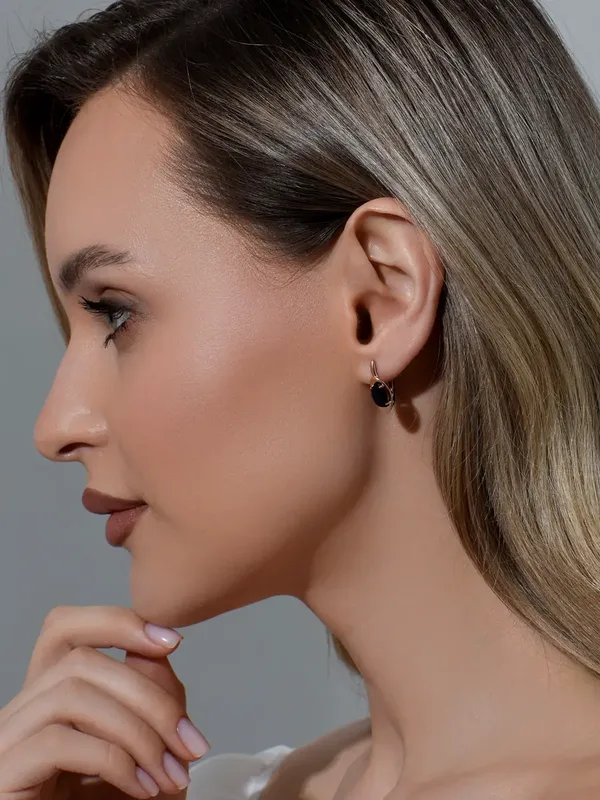 Серьги из серебра с сапфиром, золочение