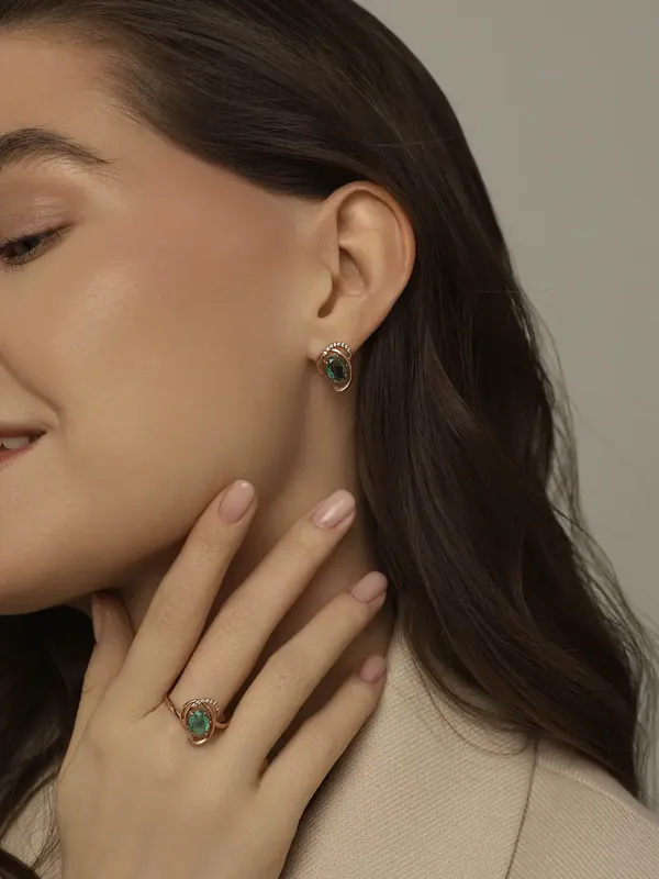 Серьги из серебра с ювелирным кристаллом, фианитом и кварцем, золочение