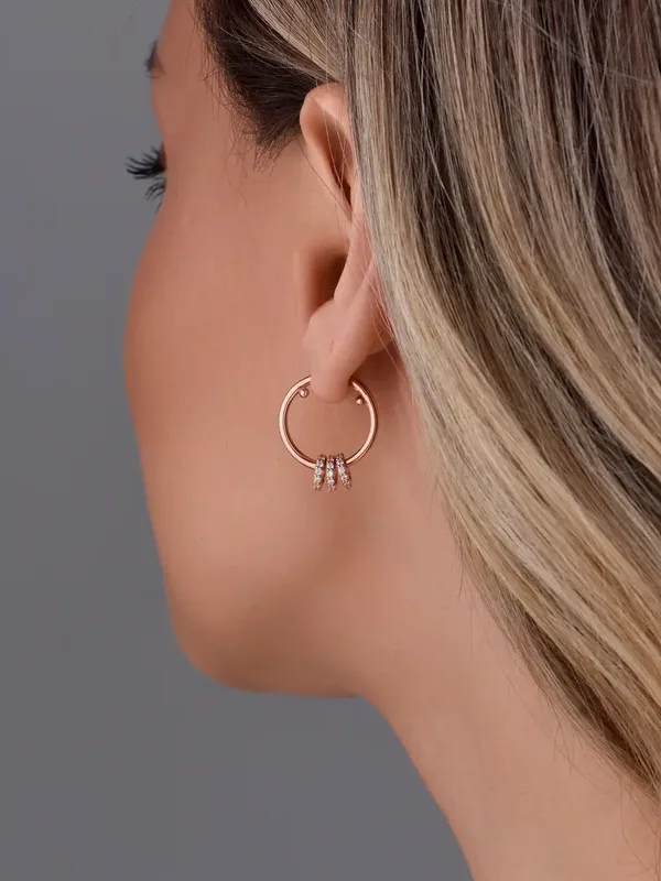 Серьги-конго из серебра с фианитом, золочение