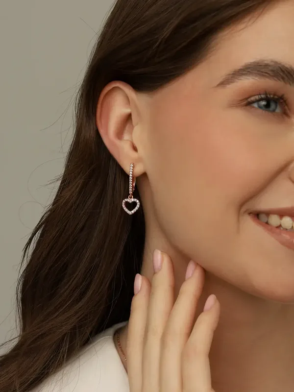 Серьги из серебра с фианитом, золочение