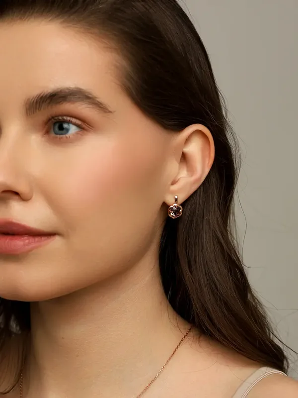Серьги из серебра с кварцем, золочение