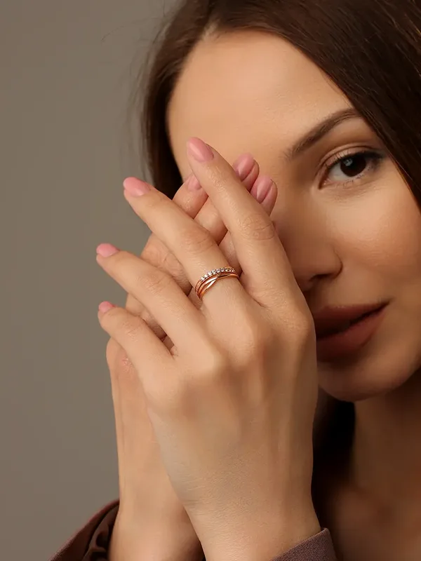 Кольцо православное из серебра с фианитом, золочение