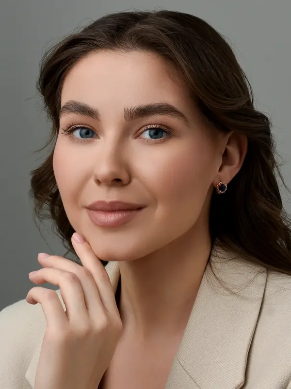 Серьги из серебра с сапфиром, золочение