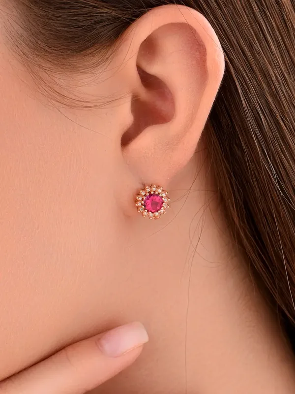 Серьги из серебра с топазом и фианитом, золочение