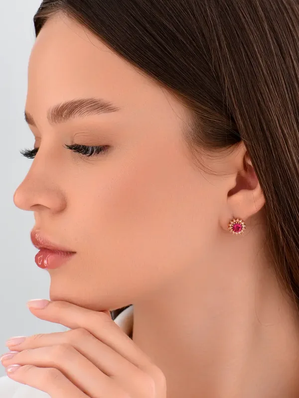 Серьги из серебра с топазом и фианитом, золочение