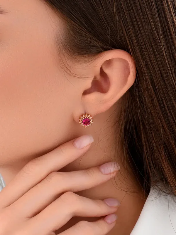 Серьги из серебра с топазом и фианитом, золочение