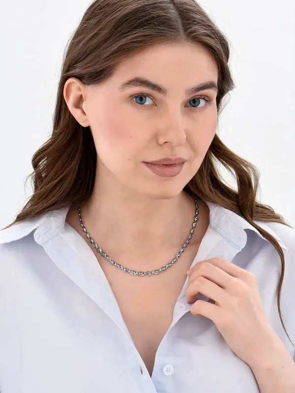 Колье из серебра, родий