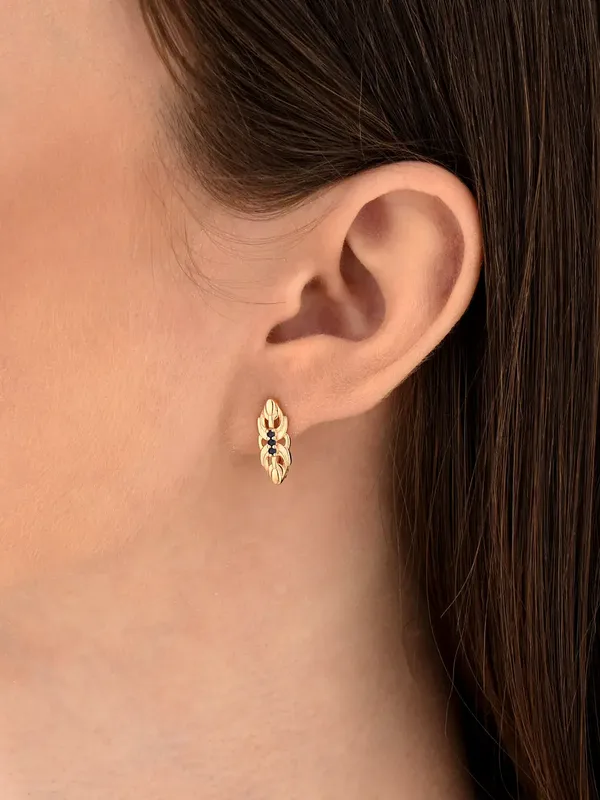 Серьги из серебра с сапфиром, золочение