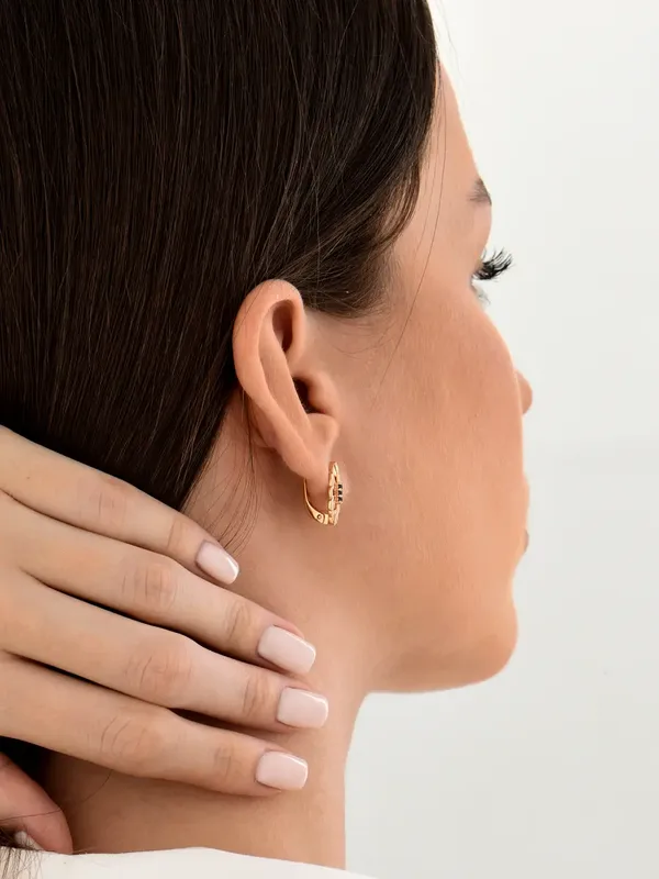 Серьги из серебра с сапфиром, золочение