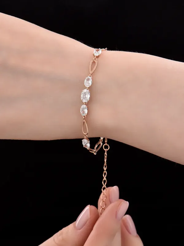 Браслет из серебра с фианитом, золочение
