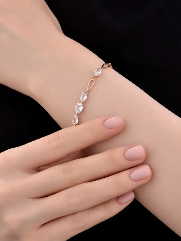 Браслет из серебра с фианитом, золочение
