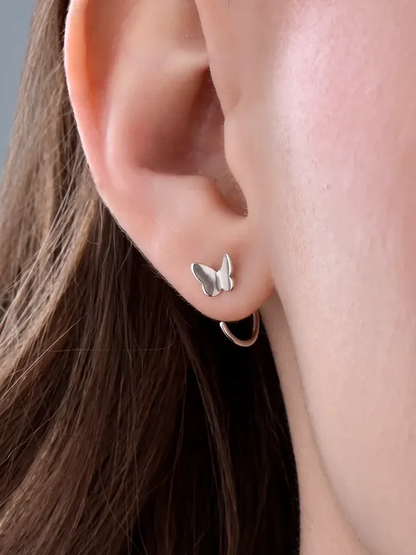 Серьга из серебра, родий