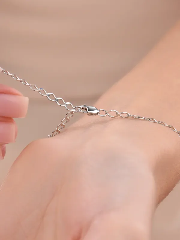 Браслет из серебра с фианитом, родий