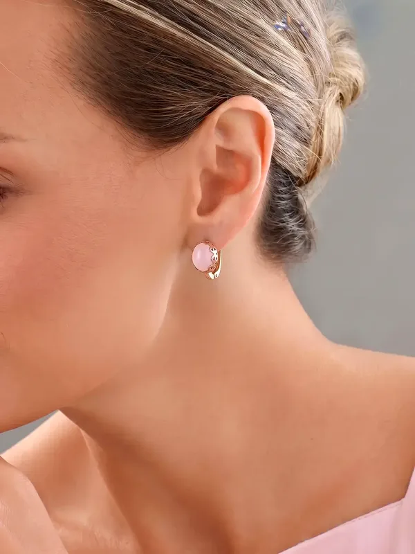 Серьги из серебра с опалом, золочение