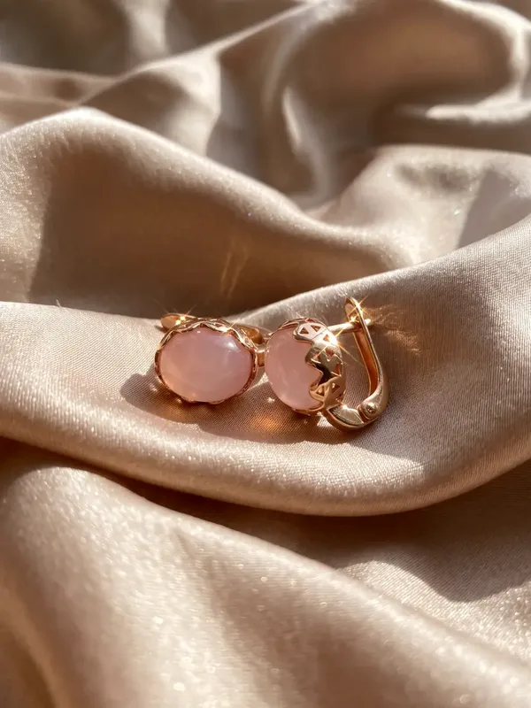 Серьги из серебра с опалом, золочение